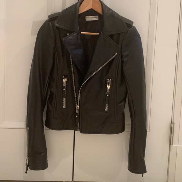 Balenciaga leather biker Moto jacket size 38 - Picture 1 of 8